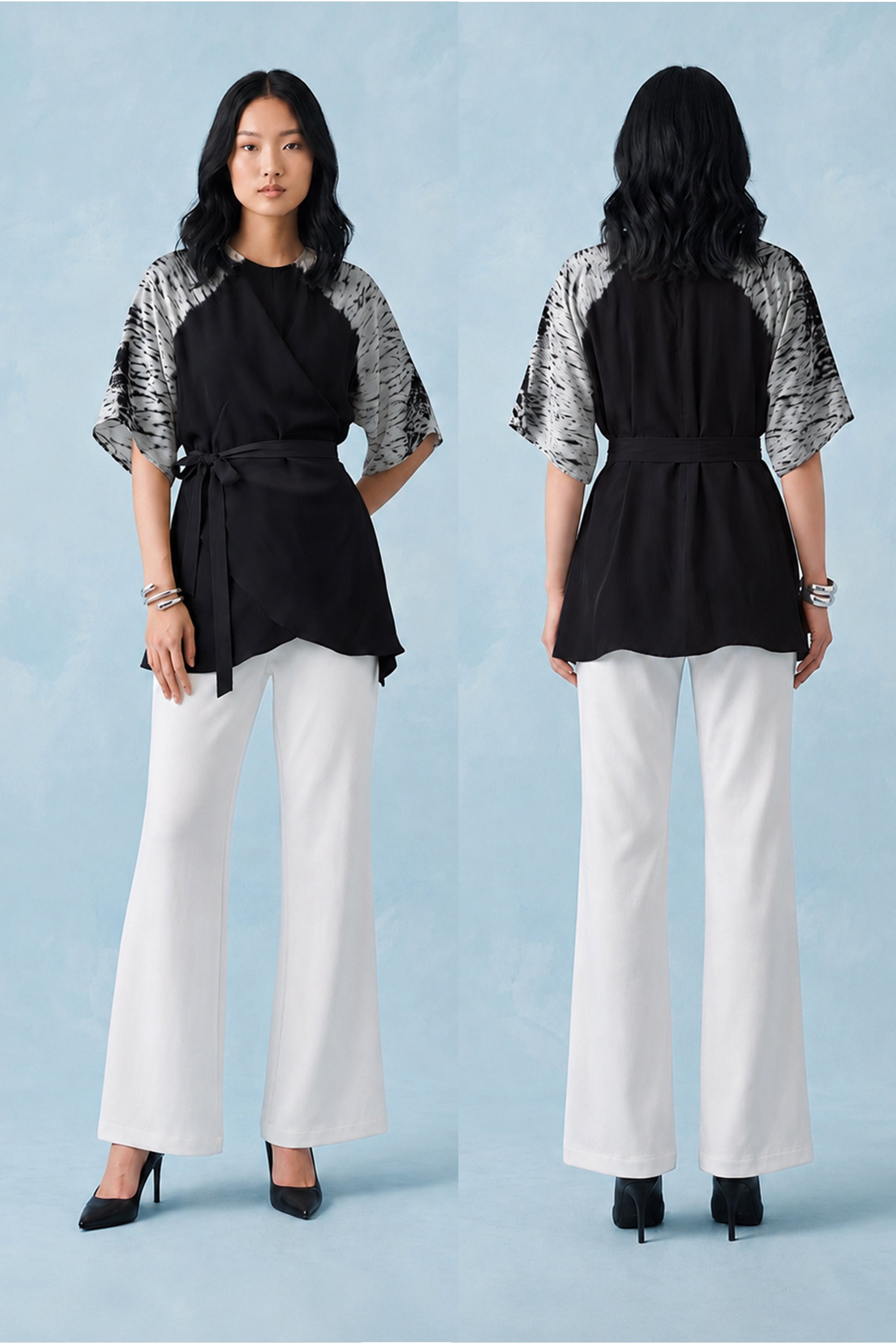 Shibbori wrap co-ord set